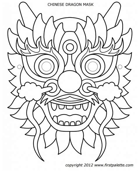 dragon mask coloring page  getcoloringscom  printable