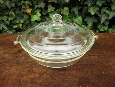 Vintage Lidded Clear Glass Pyrex Round Casserole Dish No Etsy