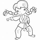Karate Kids Embroidery Designs Coloring Pages Girl Printable sketch template