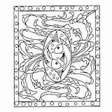 Coloring Mandala Pages Square Chinese Horoscope Geometry Dragon Children sketch template