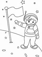 Astronaut Coloring Pages Preschool Kids Color Printable Spaceship Illustration Preview sketch template