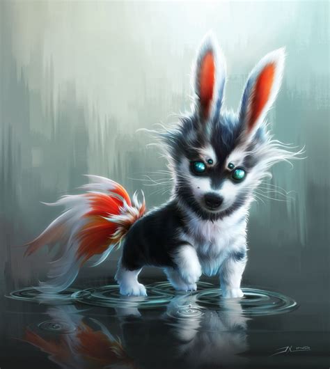 fluffy pup picture big  jia xing yap jxing cute fantasy creatures