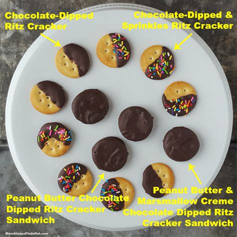 peanut butter and chocolate dipped ritz crackers
