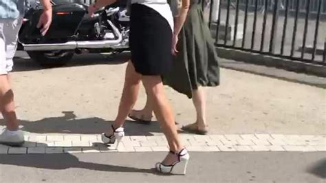 street candid milf in sexy stiletto high heels