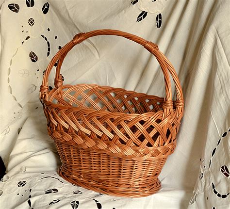 handmade wicker basket traditional willow basket woven etsy