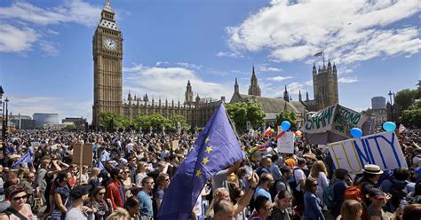 thousands march  europe  london protesting brexit