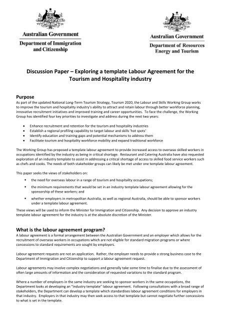 discussion paper exploring  template labour agreement