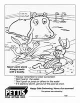 Safety Coloring Pages Swimming Water Tips Safe National Month Summer Print Pools Educational Beach Coloringtop sketch template