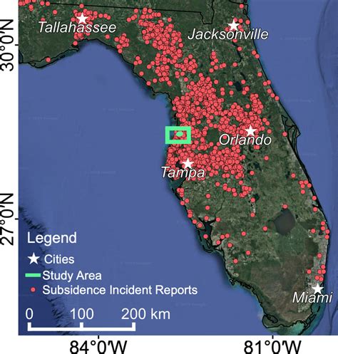 location map  sinkhole  subsidence reports  florida red  scientific diagram