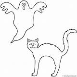 Halloween Coloring Pages Cat Ghost Cats Print Color Kids Happy Adults Online sketch template