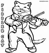Coloring Fiddle Pages Cat Popular Violin Template sketch template
