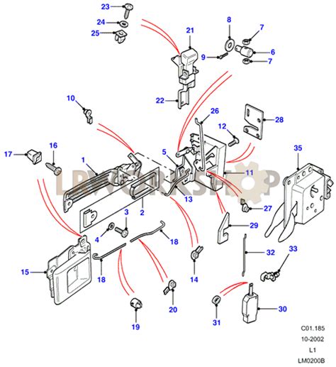 front door latch mechanism  aa find land rover parts  lr workshop