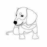 Coloring Dachshund Vector Puppy Book Illustration Cute sketch template