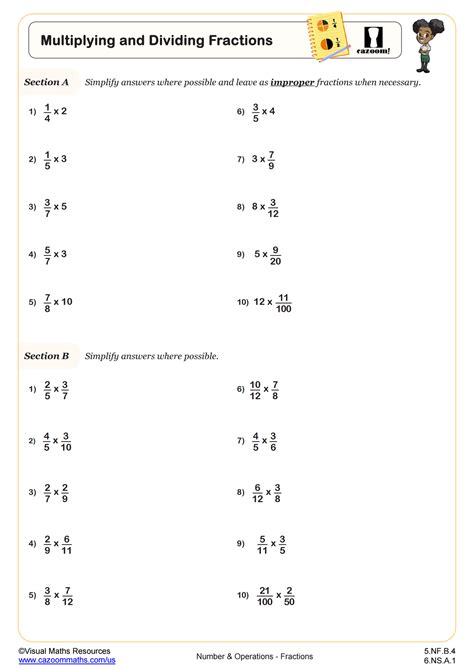 multiplying  dividing fractions worksheet  grade  worksheets
