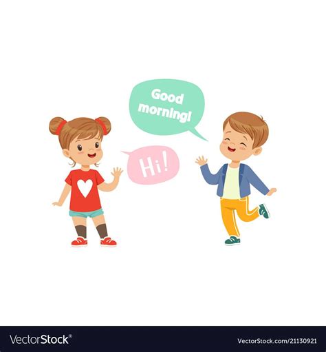 boy  girl greeting   kids good manners concept vector illustration isolated