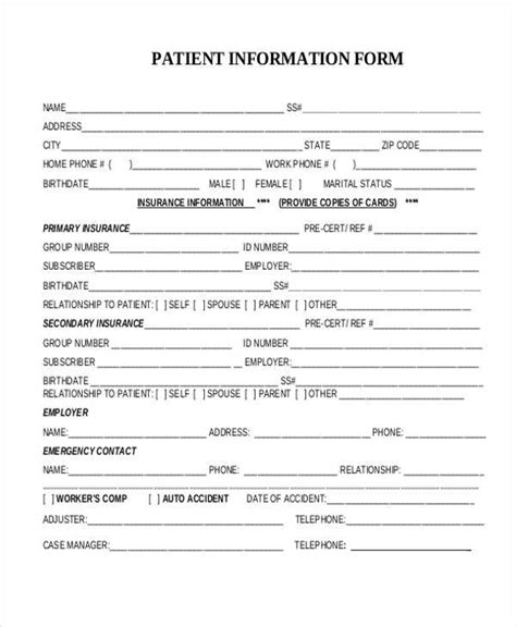 patient sheet template