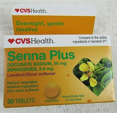 Cvs Senna Plus Docusate Sodium 50mg Sennosides 8 6mg Stool Softner 30
