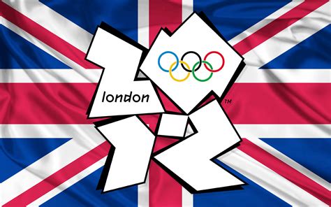 london olympics logo  uk flag background  wide london olympics