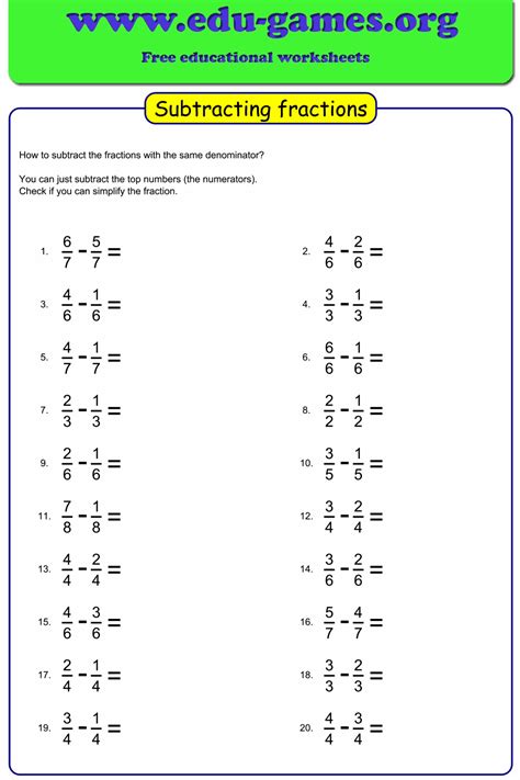 subtracting fractions  options  choose