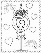 Unicorn Coloring Pages Lollipop Printable Sweet Colouring Cute Book Thepurplepumpkinblog Rainbows Super Surrounded Hearts sketch template