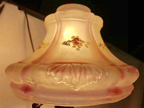 antique victorian bell shaped frosted glass lamp shade  delicate
