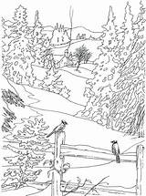 Coloring Pages Country Scenes Winter Adults Landscape Scene Fall Book Color Outdoor Dover Publications Printable Realistic Kids Scenery Welcome Haven sketch template