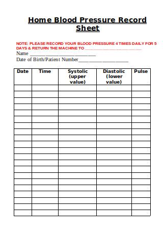 sample blood pressure log formats   ms word excel