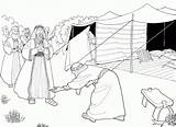 Abraham Visitors Coloring Sarah Pages Genesis 18 Bible Three Story Tent Visit Sunday Color Printable School Heavenly Clipart Angel Kids sketch template