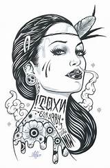 Adam Isaac Chicano Jackson Coloring Tattoo Drawings Women Pages Tattoed Fatal Illustrations Dessin Lowrider Girl Visage Tatouage Girls Illustration Beautiful sketch template