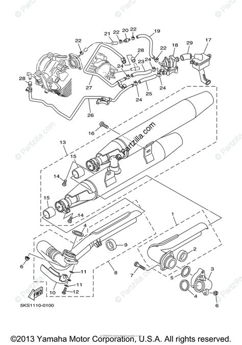 yamaha motorcycle  oem parts diagram  exhaust partzillacom