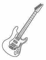 Guitar Coloring Pages Bass Electric Drawing Colouring Kids Printable Color Rock Outline Music Musical Band Para Party Dibujo Silhouette Fish sketch template