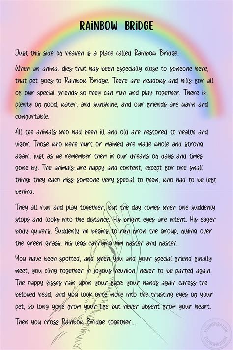 rainbow bridge poem digital print pet loss memorial print etsy canada