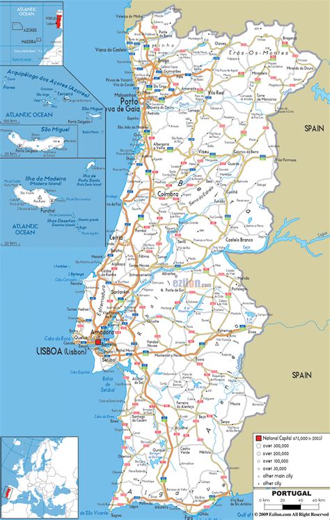 maps  portugal detailed map  portugal  english tourist map