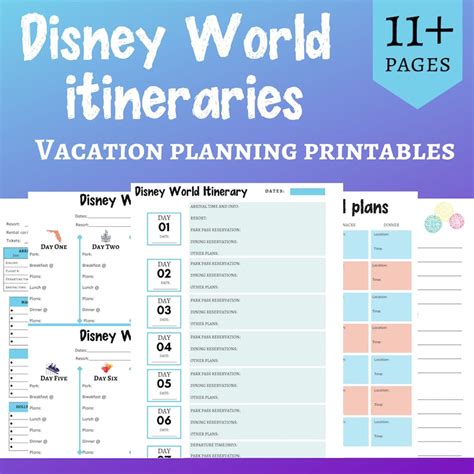 disney world itinerary printables disney parks planner etsy