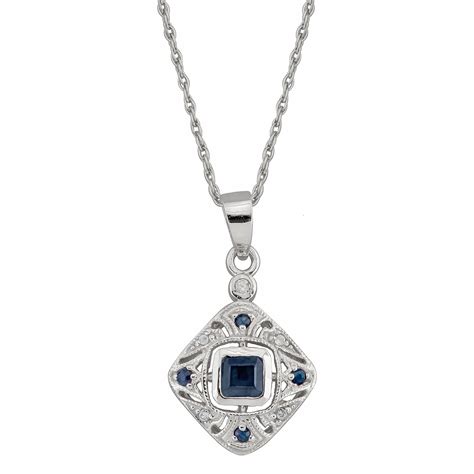 white gold vintage style sapphire  diamond pendant necklace ebay