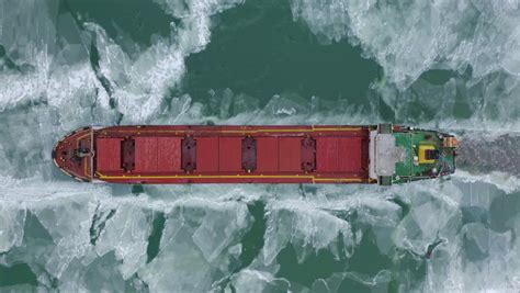 aerial  epic huge steel icebreaker stock footage video  royalty
