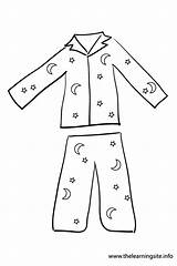 Pajama Outline Flashcard Clothes Coloring Pyjama Dress sketch template