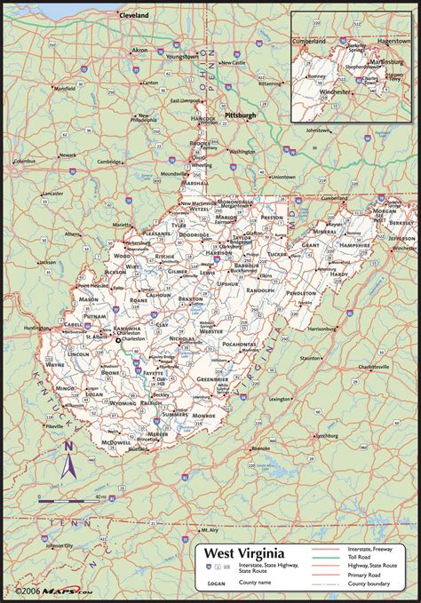 west virginia county wall map mapscomcom