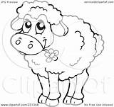 Sheep Outline Barnyard Coloring Illustration Royalty Clipart Visekart Rf Background sketch template