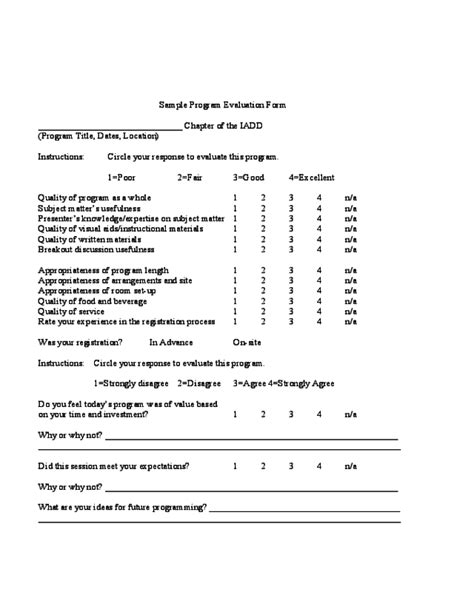 program evaluation form fillable printable  forms handypdf