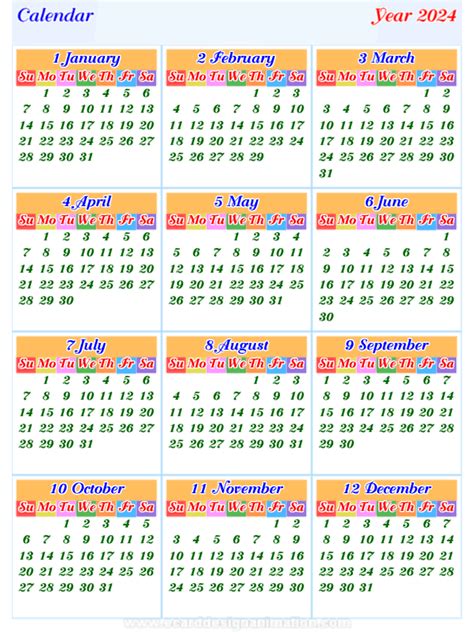 calendar horizontal  vertical