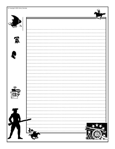 decorated writing paper american symbols printables