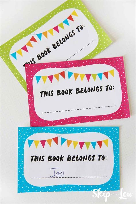 printable sticker bookplates  book belongs  printable