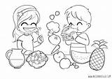 Coloring Eating Food Nutrition Healthy Pages Kids Children Good Foods Vegetables Fruits Veggies Colouring Clipart Child Bad Eat Color Health sketch template