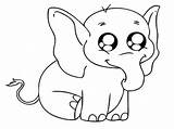 Elephant Coloring Pages Baby Cute Big Animals Drawing Cartoon Printable Eyed Head Kids Eye Large Print Ears Color Clipart Draw sketch template