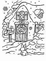 Coloring Christmas Pages Xmas Village Town Alone House Fireplace Printable Santa Color Sheets Houses Print Winter Printables Kids Cottage Getcolorings sketch template