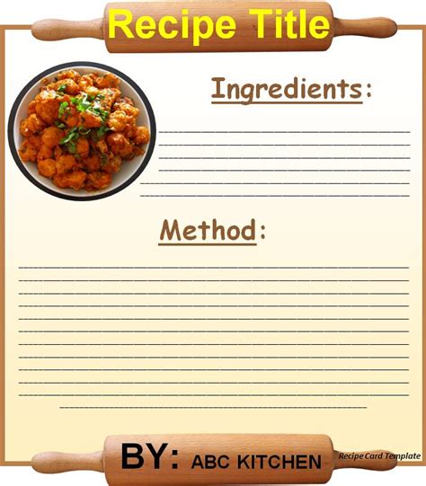 recipe card template  formats excel word