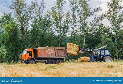 tractor   hay stock photo image  industrial lift