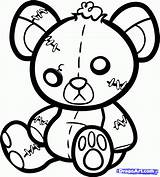 Teddy Bear Drawing Cute Tattoo Stitched Draw Anime Gangsta Scary Step Sketch Emo Evil Drawings Tattoos Bears Doll Stitch Easy sketch template