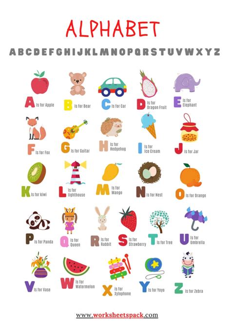 alphabet letters     pictures worksheetspack
